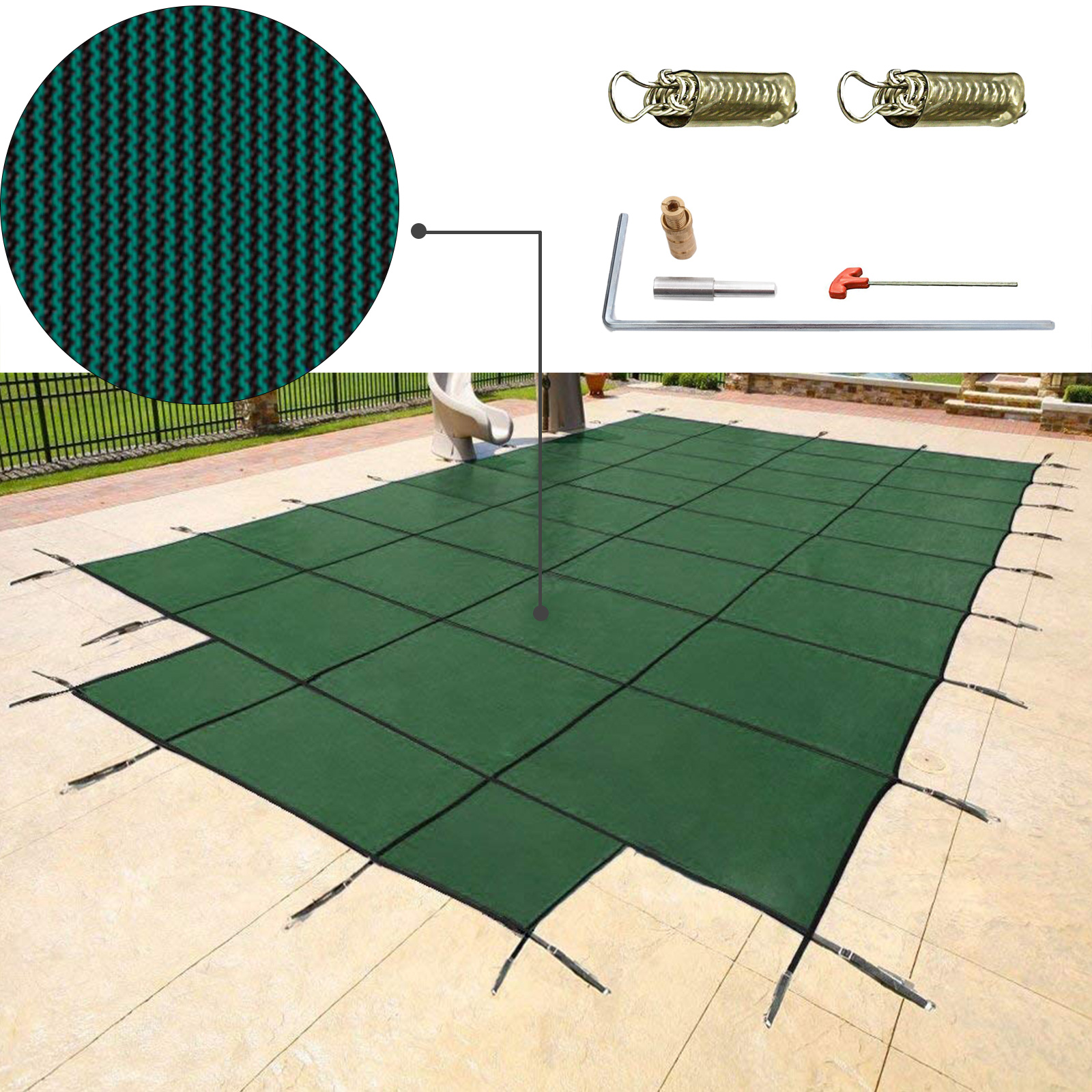 Swimming Pool Cover 18X36 FT Rectangular In Ground Clean Winter Cover Mesh eBay